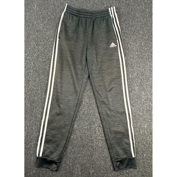 adidas Other - adidas Boys heather grey 3-Stripes Track Pants Drawstring Elastic Waist L 14/16